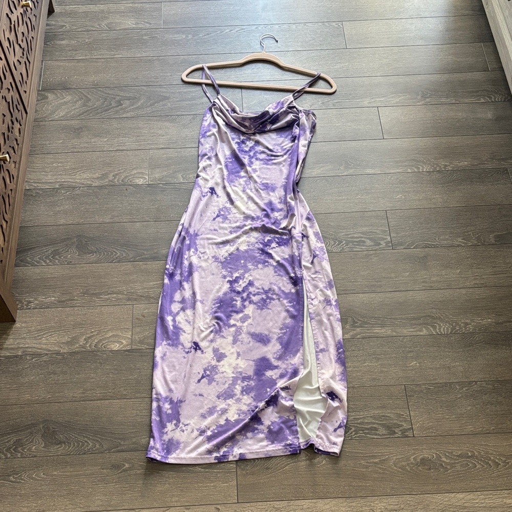 Purple Tie-Dye Spaghetti Strap Dress